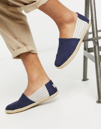 Toms Espadrilles Stripe Linen With Rope Detail Tamnoplave - Muške Cipele | 07945RVEU